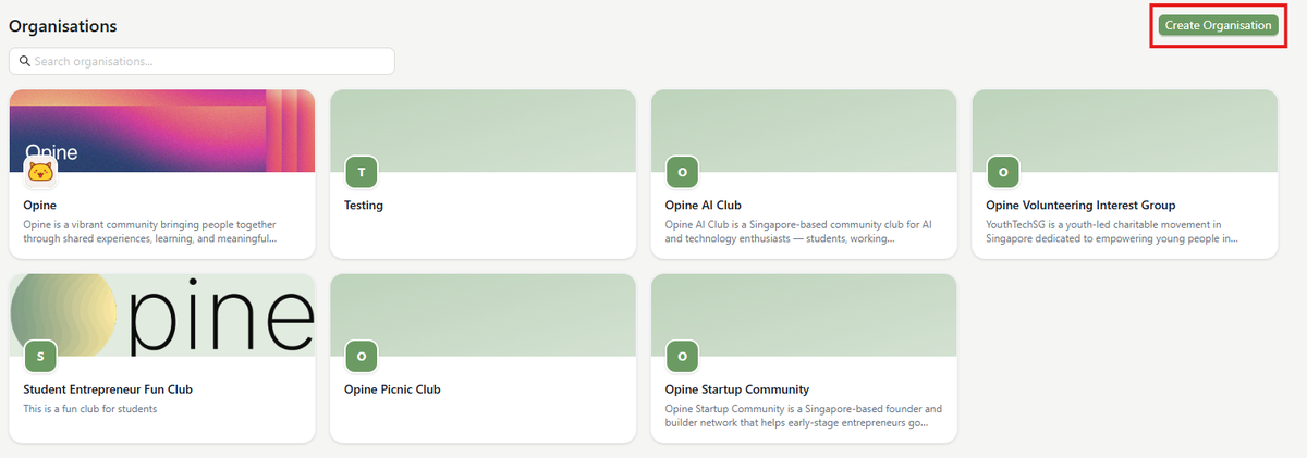 Create a new organisation from the org selector.