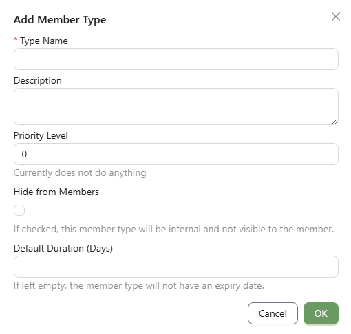 Creating a membership type.