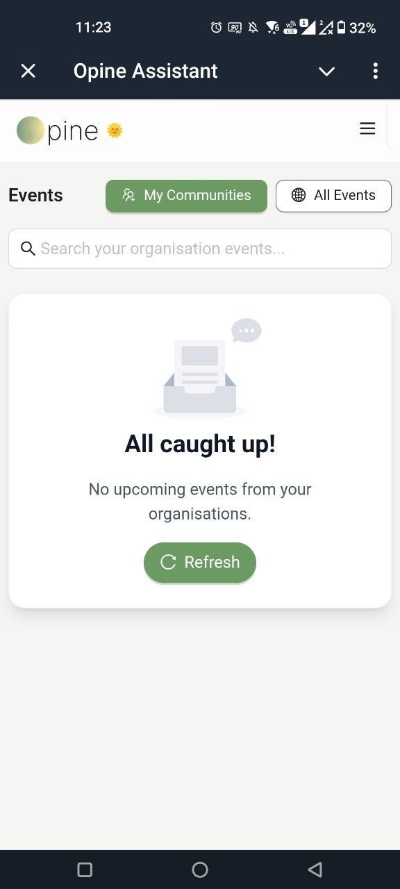 The Opine web view running inside Telegram.