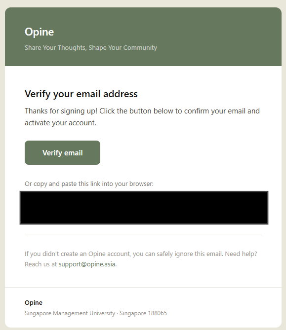 Email confirmation after registering.